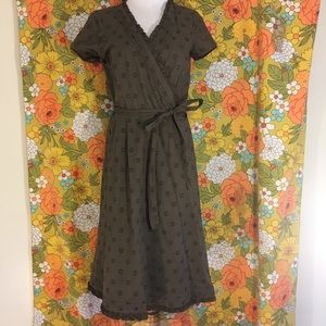 Boden Brown Cotton Eyelet Wrap Dress 12